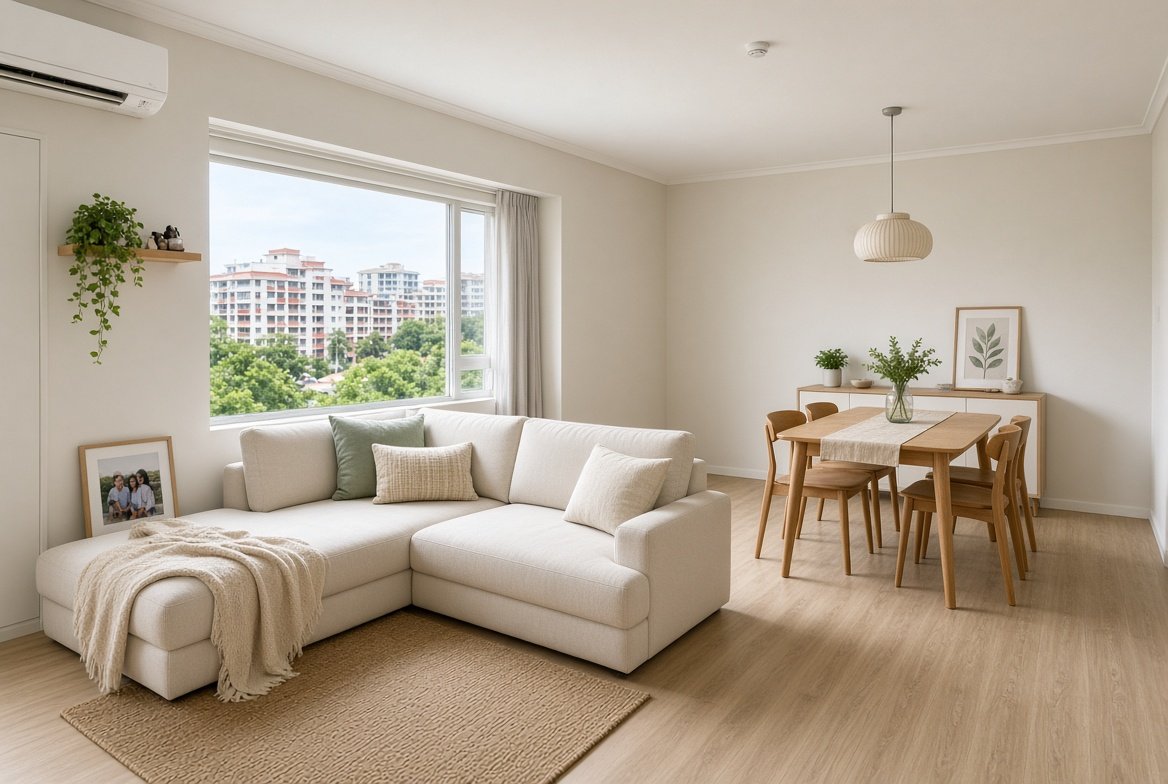 4-room HDB flat, living and dining room, Singapore